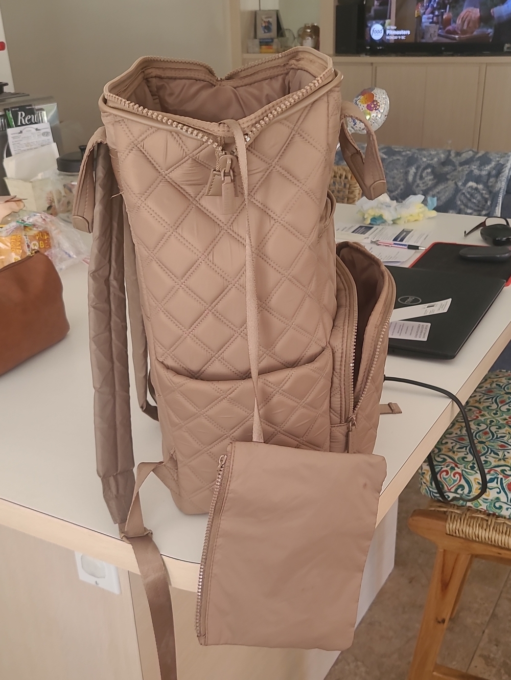The Elise 18" Diamond Quilted Puffer Nylon Workbook Backpack. - Picture 2 of 8